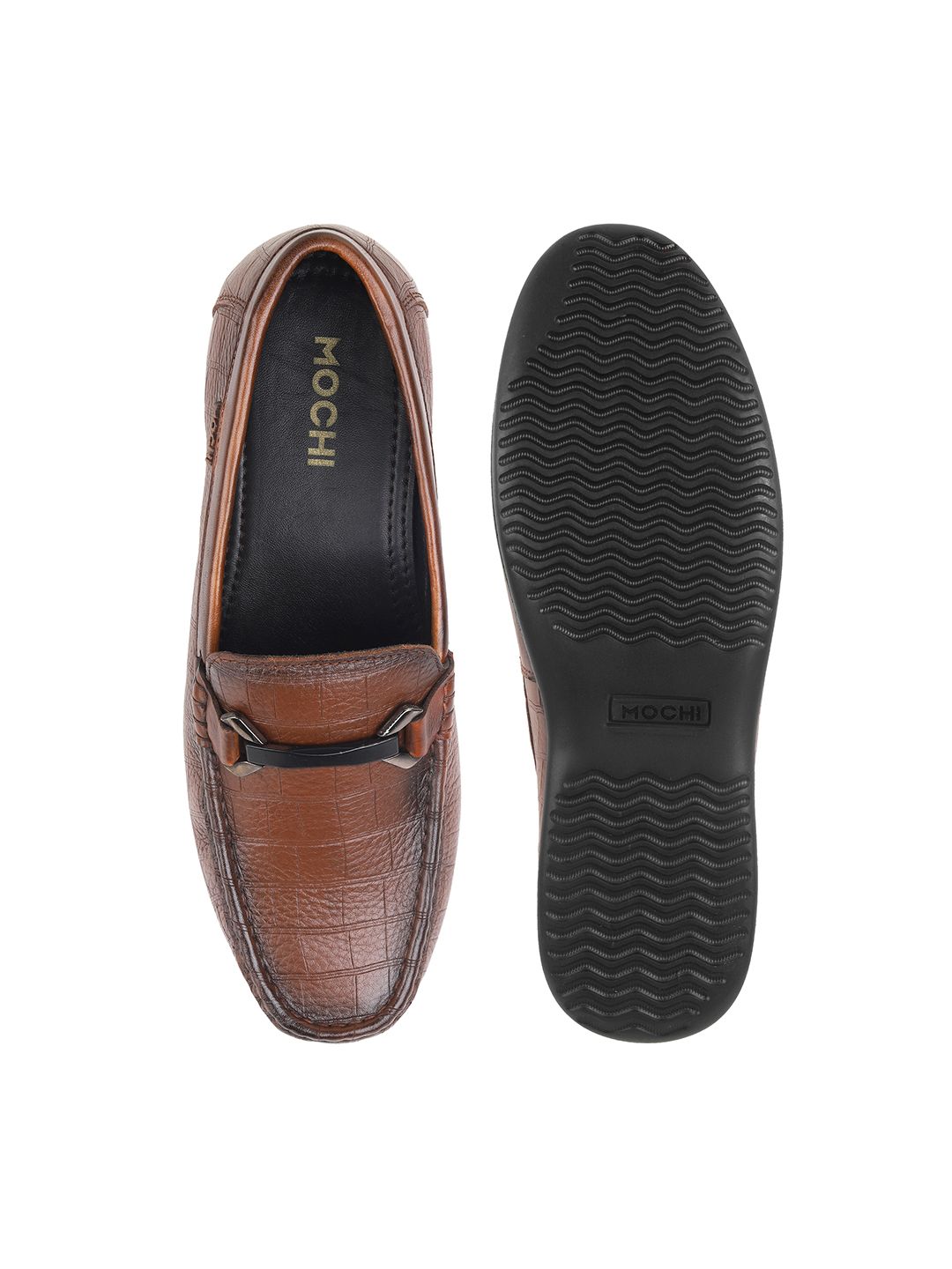 Mochi Men Textured Leather Formal Loafers