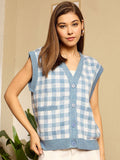 Berrylush Women Checked Cardigan