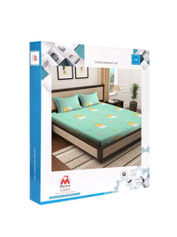 Myntra Elegant Homes Green Animal Cotton 300 TC King Cadar Halus dengan 2 Sarung Bantal-98 x 87 inci