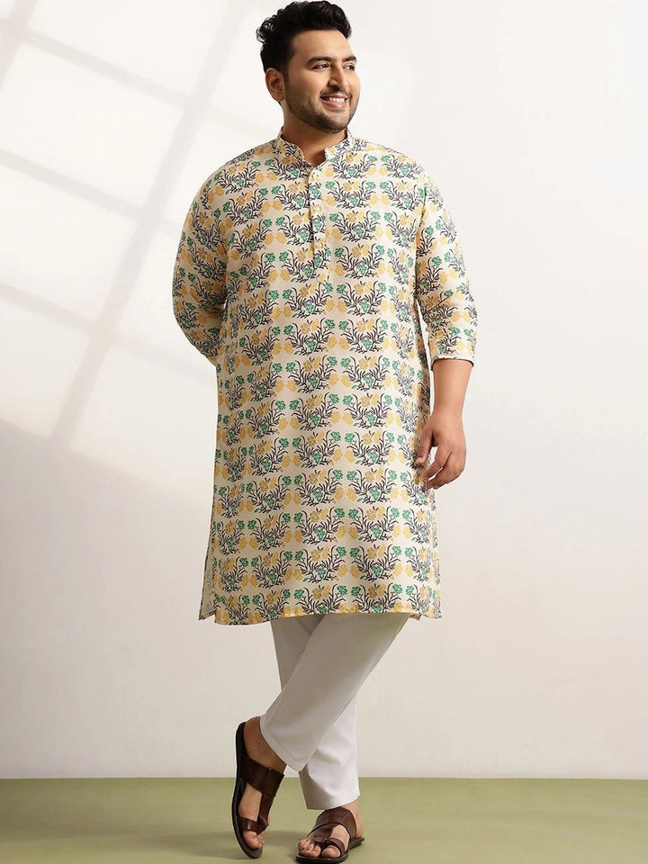 SOJANYA PLUS Men Floral Printed Regular Pure Cotton Kurta with Pyjamas