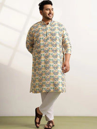 SOJANYA PLUS Men Floral Printed Regular Pure Cotton Kurta with Pyjamas