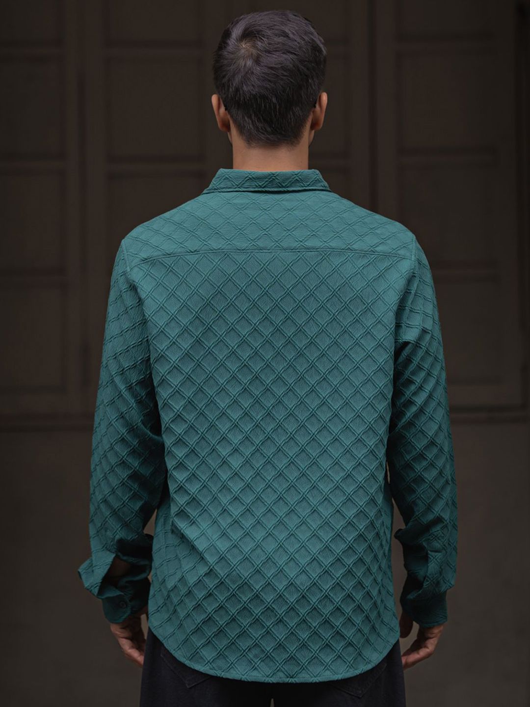 Powerlook Men Spread Collar Textured Casual Shirt