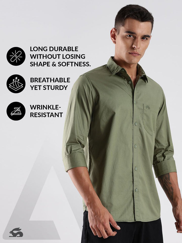 ADRO Standard Spread Collar Cotton Casual Shirt