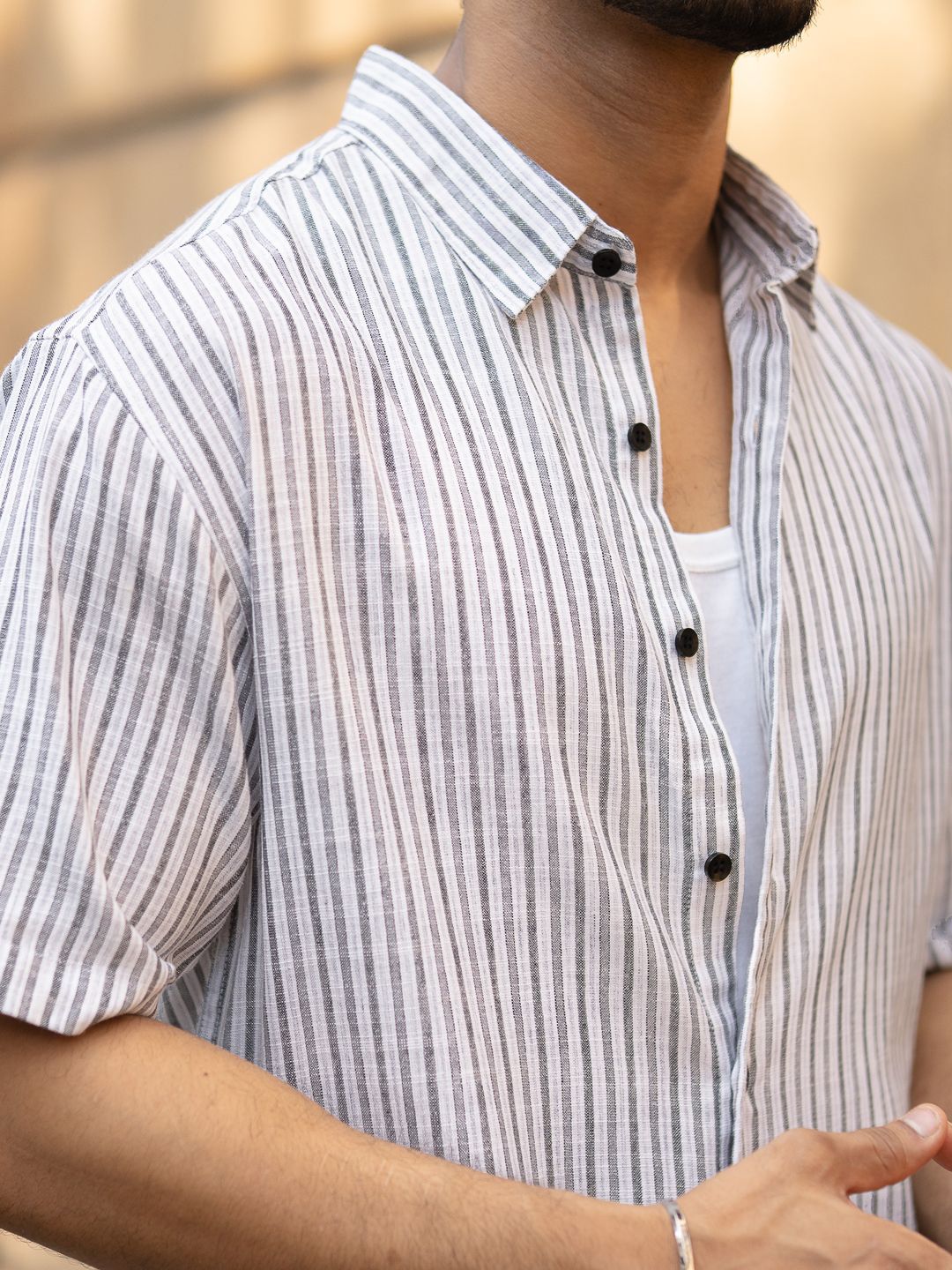 Powerlook Men Striped Spread Collar Cotton Oversized Casual Shirt