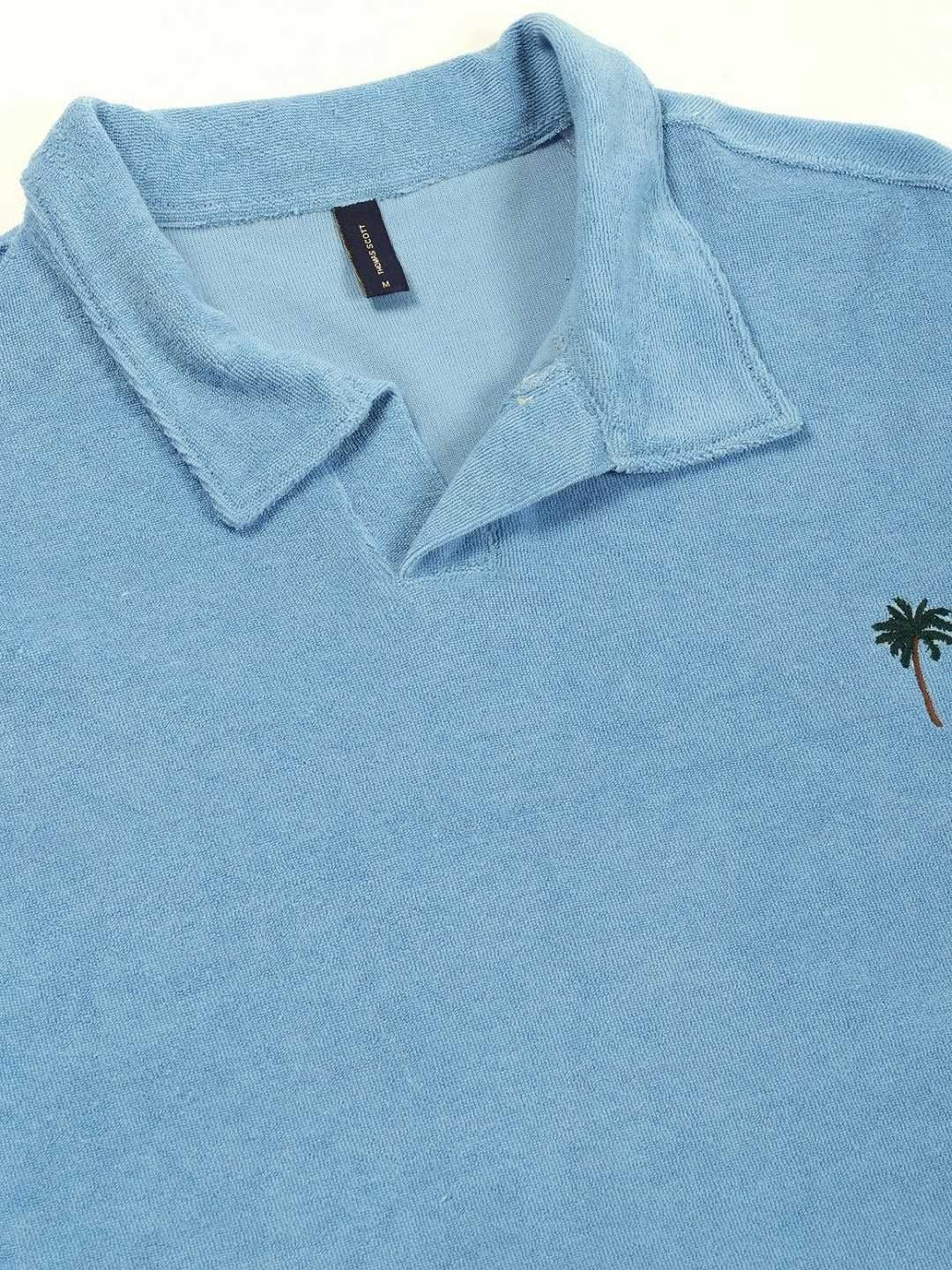 Thomas Scott Men Solid Polo Collar Cotton Relaxed Fit T-Shirt