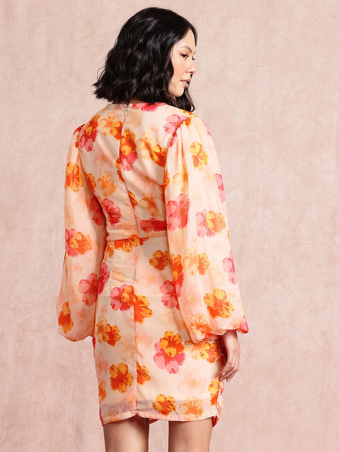 all about you Floral Print Puff Sleeve Sheath Dress