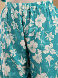 Varanga Floral Printed V-Neck Straight Kurta With Trousers And Dupatta