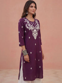 Kurta Sulam Benang Sulam Wanita Rumah Chikankari