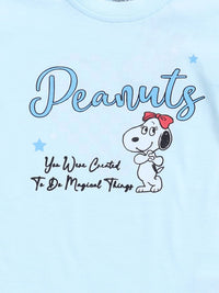 Happy Faces Girls Pure Cotton Peanuts Printed T-shirt with Joggers