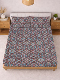 KLOTTHE Brown Floral  300 TC Super King Fine Bedsheets