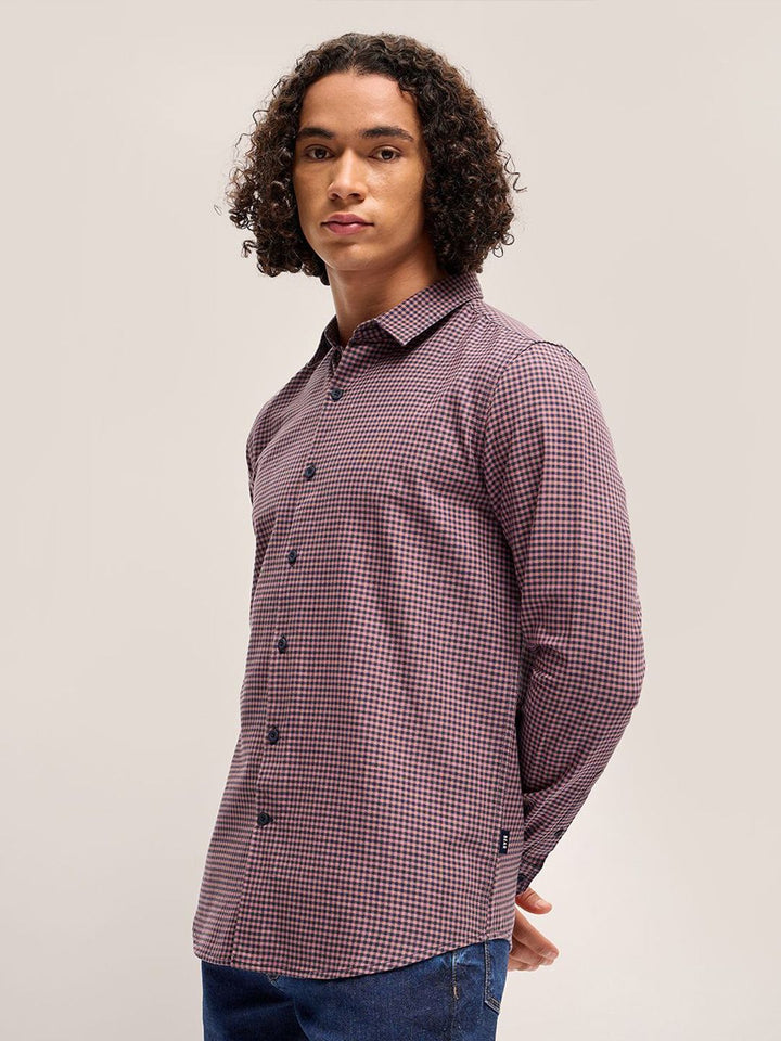 THE BEAR HOUSE Men Checked Slim Fit Pure Cotton Casual Shirt
