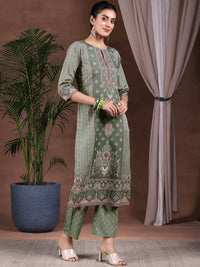 Libas Ethnic Motifs Printed Keyhole Neck Straight Kurta with Trousers & Dupatta