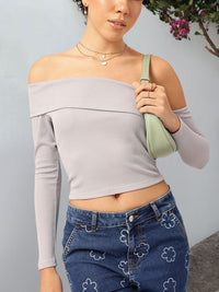 DressBerry Soft Girl Bardot Bliss Crop Top