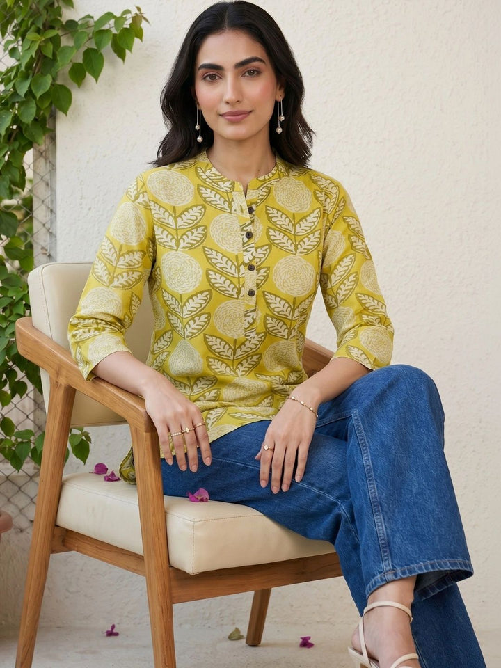 Mamicha Floral Print Mandarin Collar Top