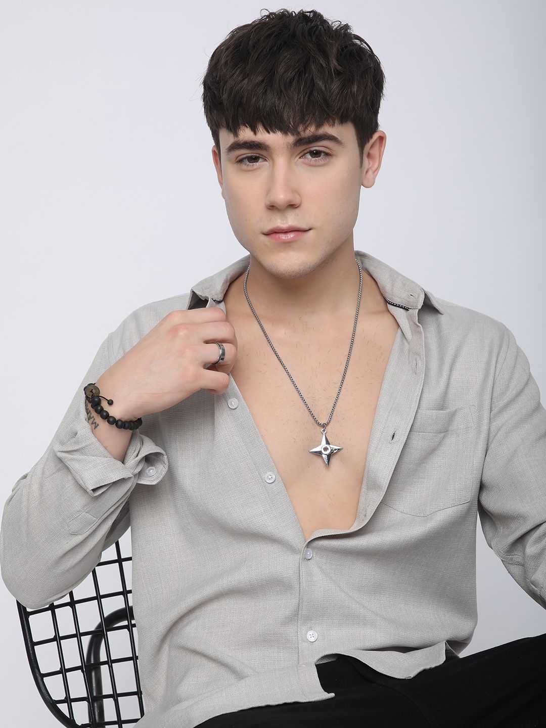 VASTRADO Men Classic Fit Spread Collar Solid Cotton Casual Shirt