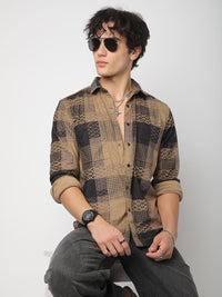VASTRADO Men Classic Spread Collar Geometric Printed Cotton Slim Fit Casual Shirt