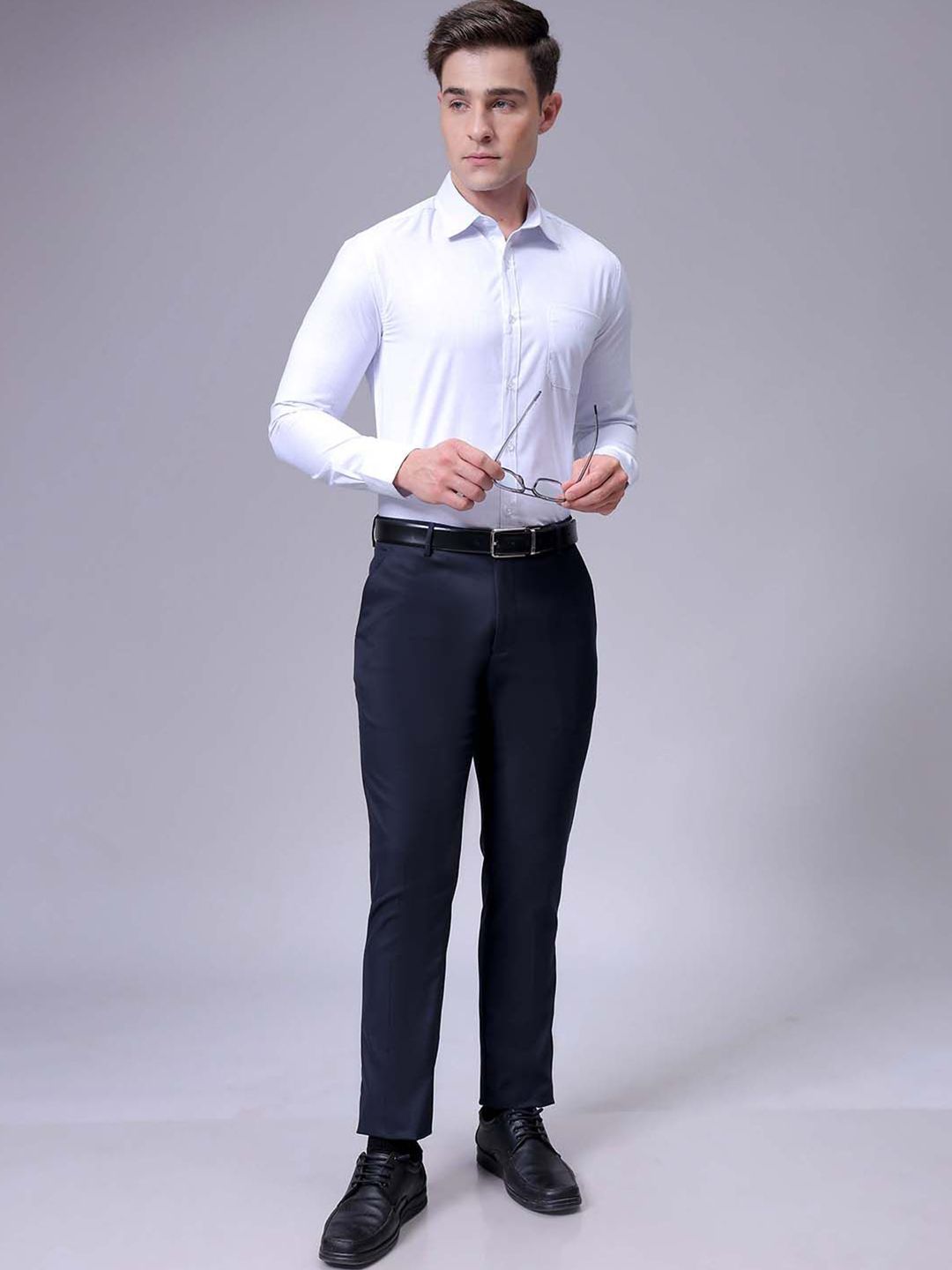 The Indian Garage Co. X Luxe Men Slim Fit Spread Collar Vertical Striped Formal Shirt