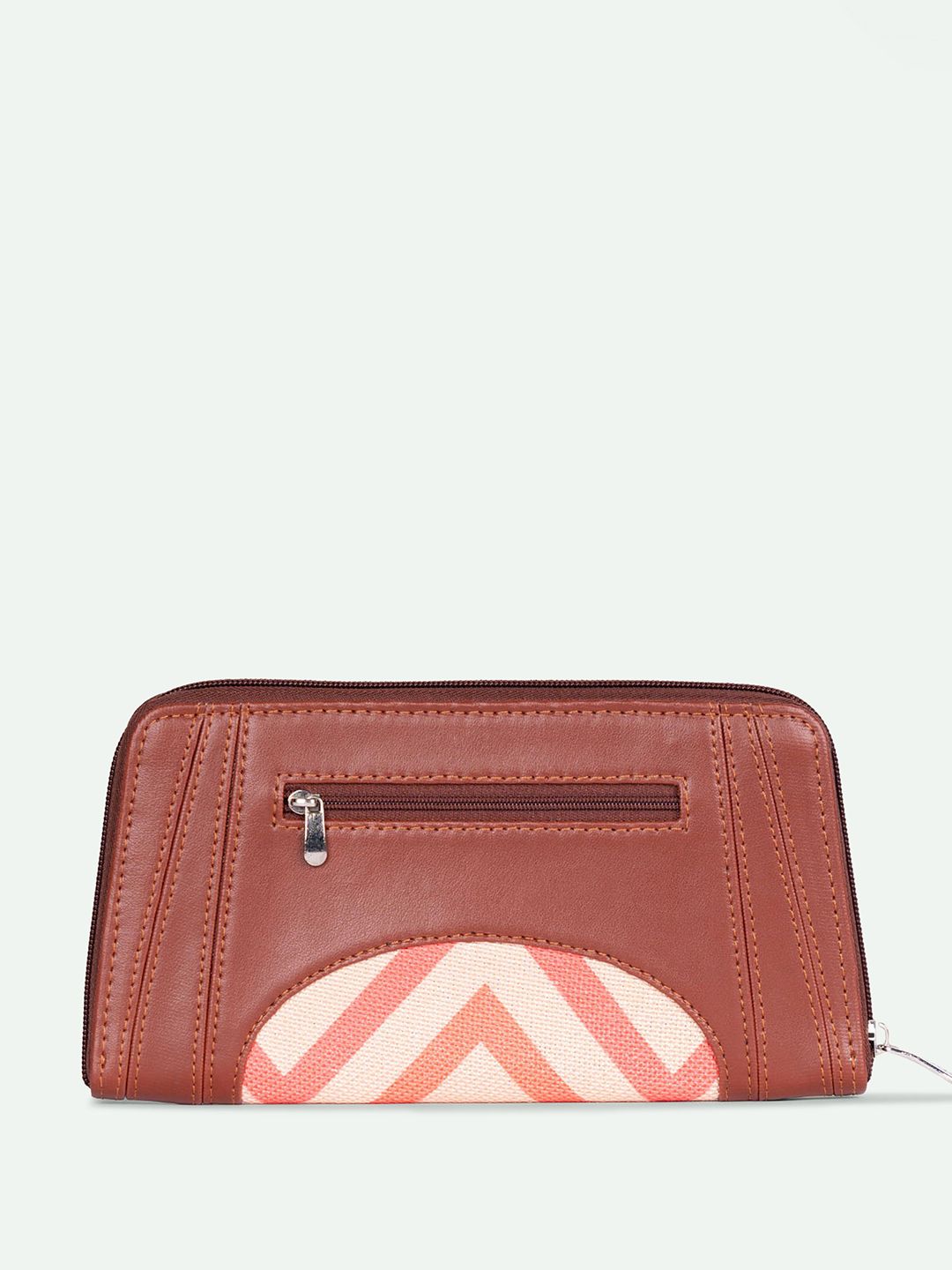 ZOUK Women Geometric Printed Leather Zip Around Wallet