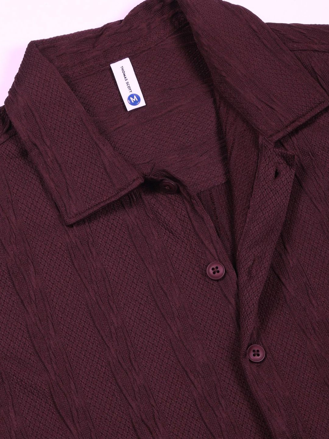 Thomas Scott Men Smart Fit Cutaway Collar Textured Casual Shirt