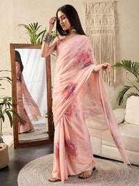 Saree mall Floral Poly Georgette Block Print Sarees