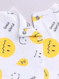 Happy Faces Infant Girls Smiley Printed Pure Cotton A-Line Dress