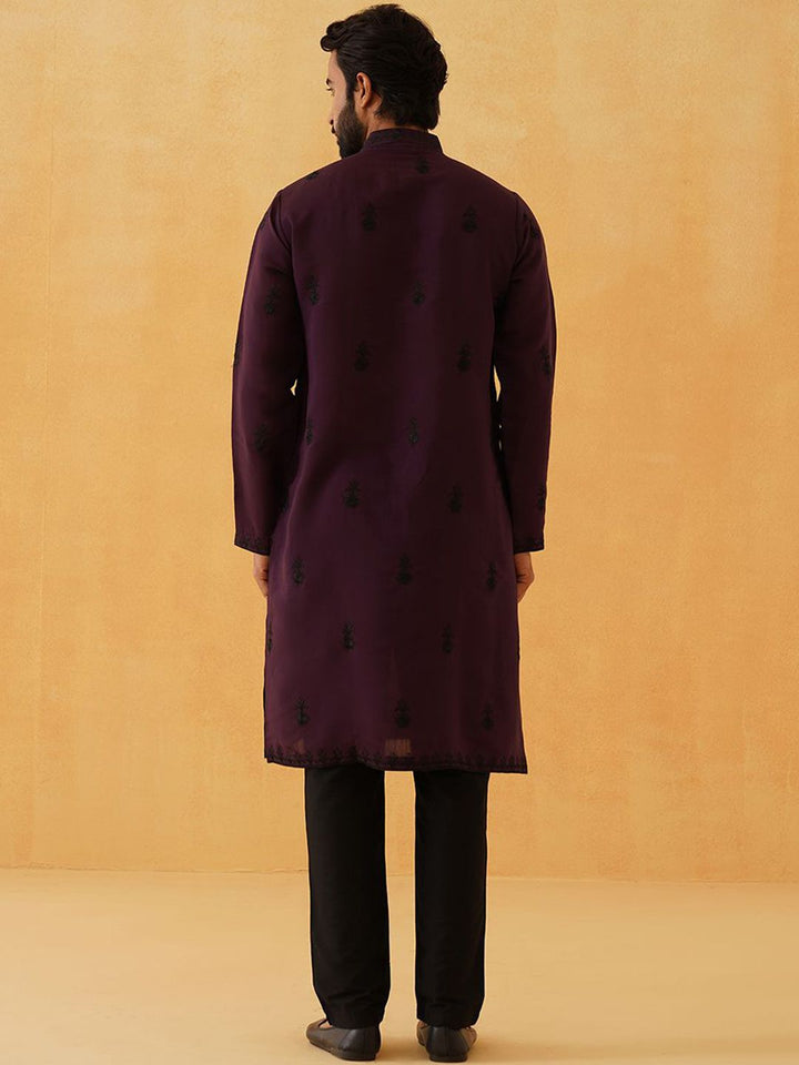 SOJANYA LUXE Lelaki Sulam Benang Kerja Kurta