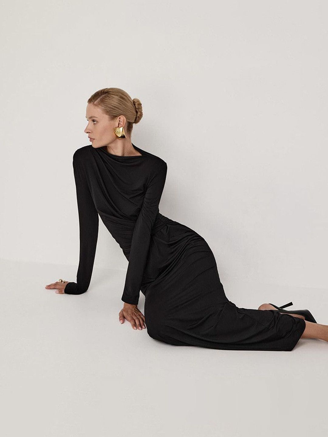 DressBerry Women Ruched Maxi Dress