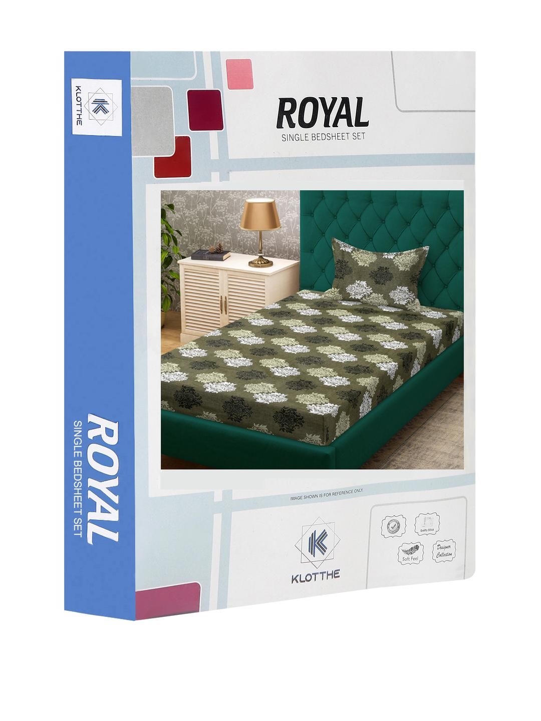 KLOTTHE Olive Floral Cotton Single Bedsheets