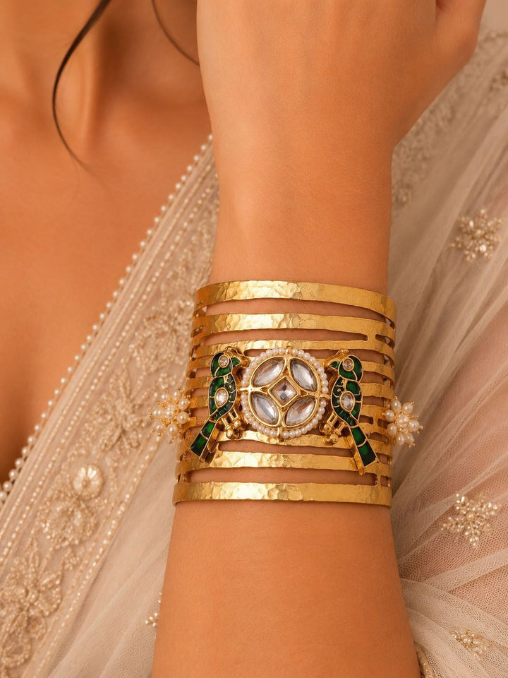 Gelang Cuff Bersalut Emas PANASH Wanita Tembaga Enamel