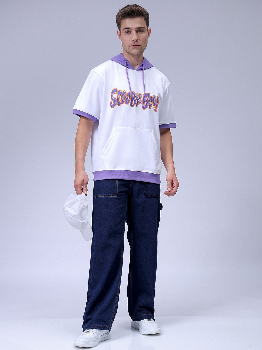 The Indian Garage Co Men Oversized Scooby-Doo Printed Overhead Hooded Sweatshirt