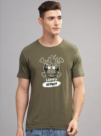 ADRO Men Printed Raw Edge T-shirt