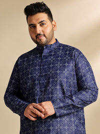 SOJANYA PLUS Ethnic Motifs Printed Mandarin Collar Straight Cotton Linen Kurta