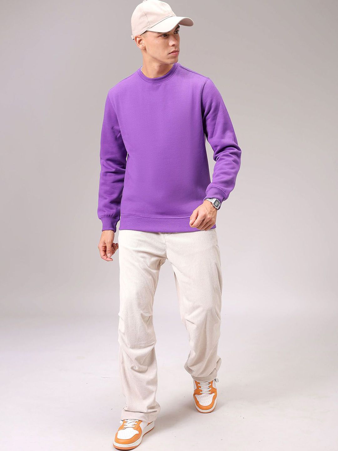 The Indian Garage Co Men Purple Round Neck Long Sleeves Pullover Sweatshirt
