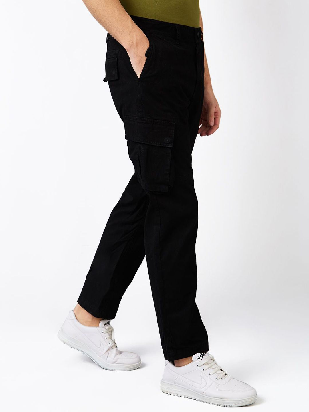 SPYKAR Men Straight Fit Mid-Rise Cotton Cargos Trouser