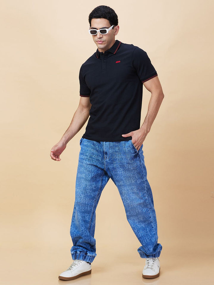 Being Human Men Solid Polo Collar Cotton T-shirt