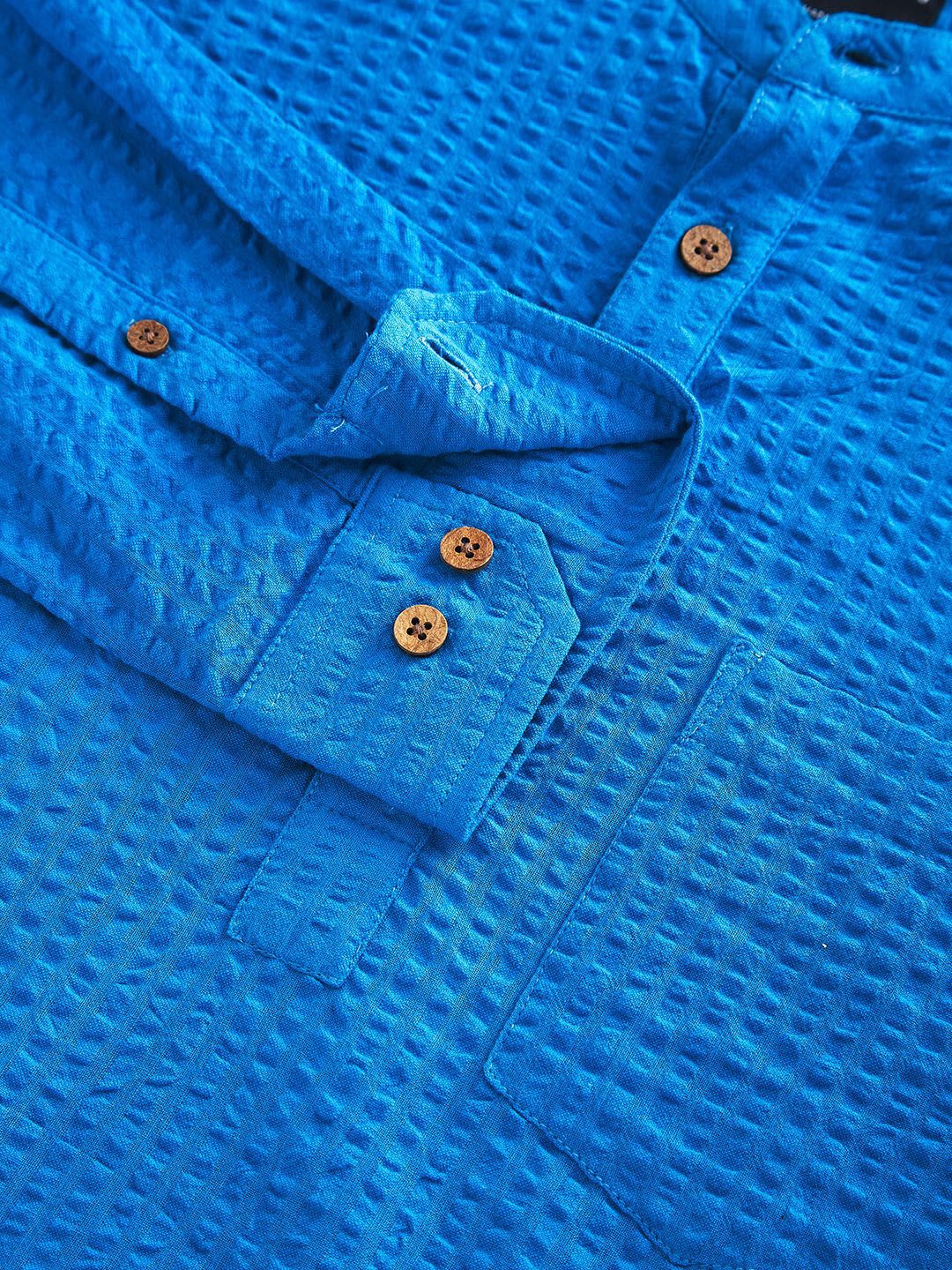 VASTRADO Self Design Mandarin Collar Straight Short Kurta