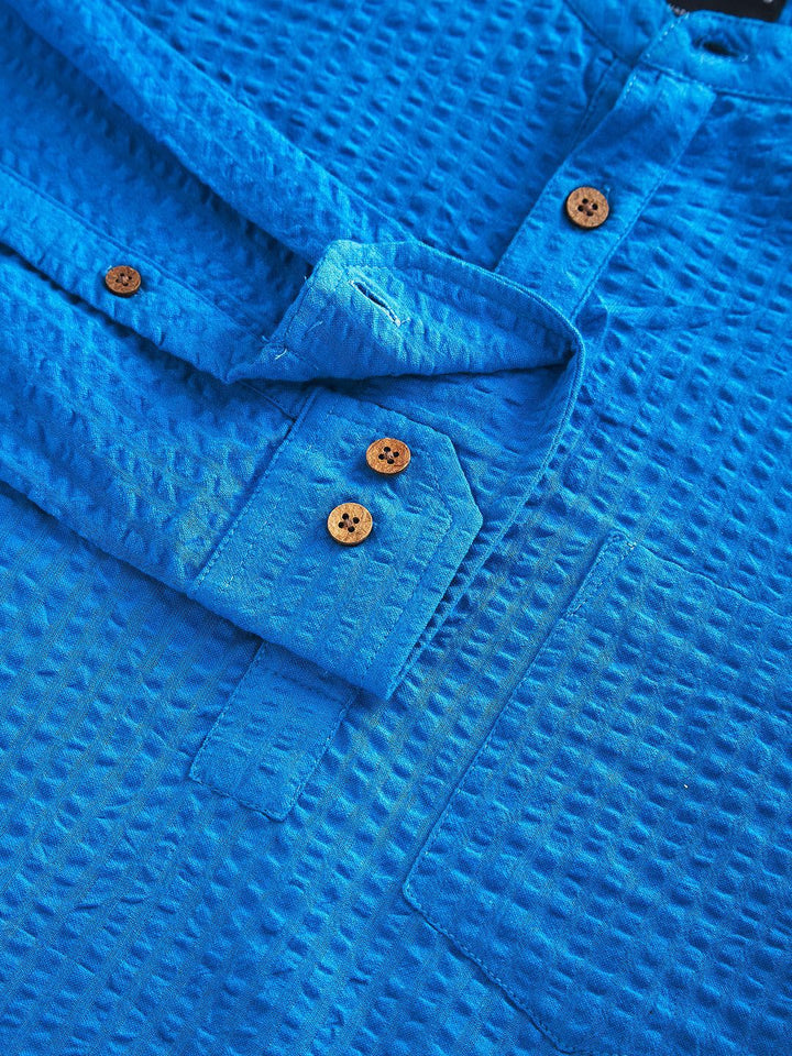 VASTRADO Self Design Mandarin Collar Straight Short Kurta
