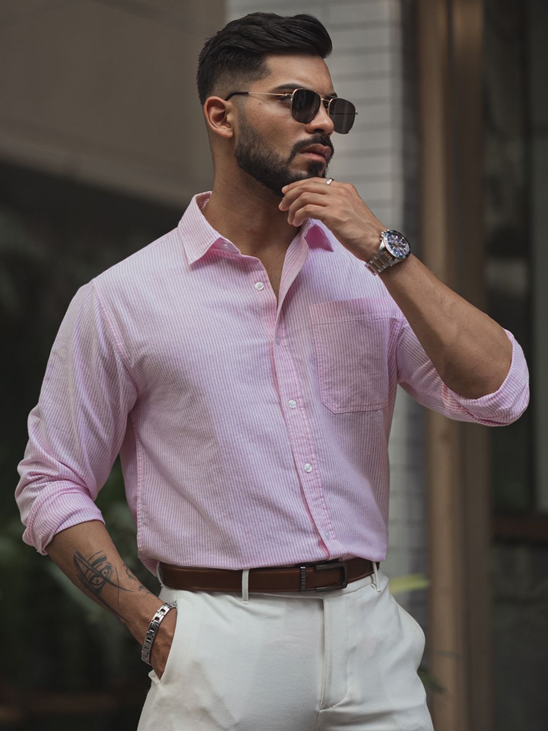 Powerlook Men Opaque Striped Casual Shirt