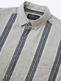 VASTRADO Men Classic Slim Fit Vertical Striped Cutaway Collar Cotton Casual Shirt