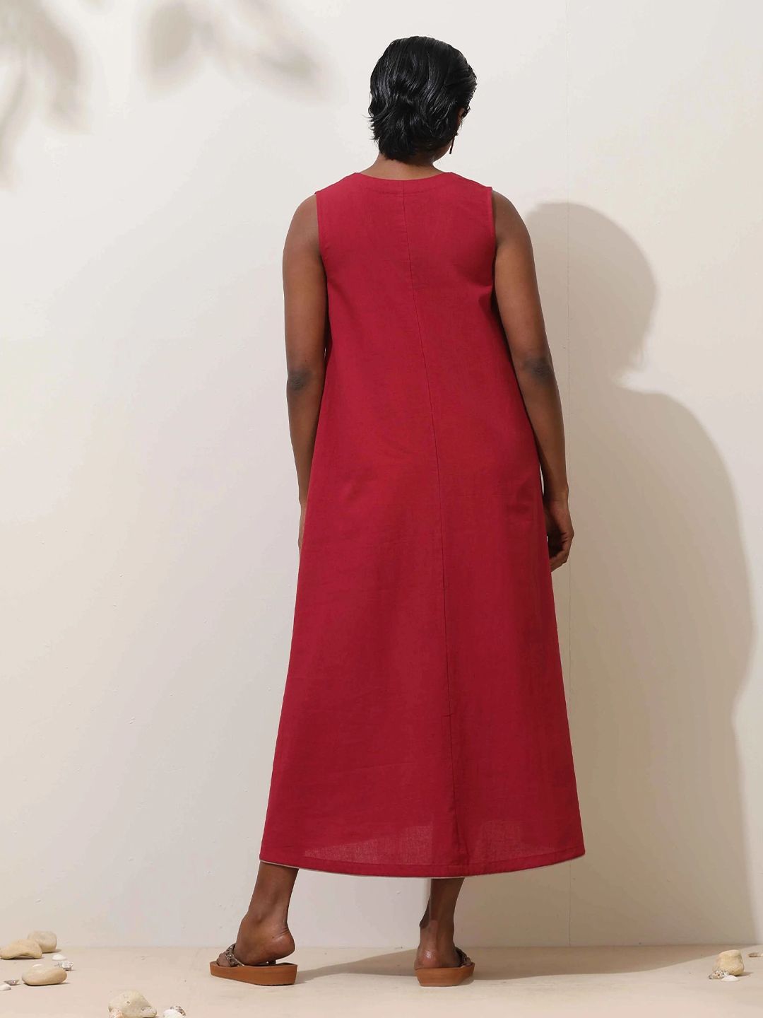 trueBrowns Women Maroon Cotton Dress