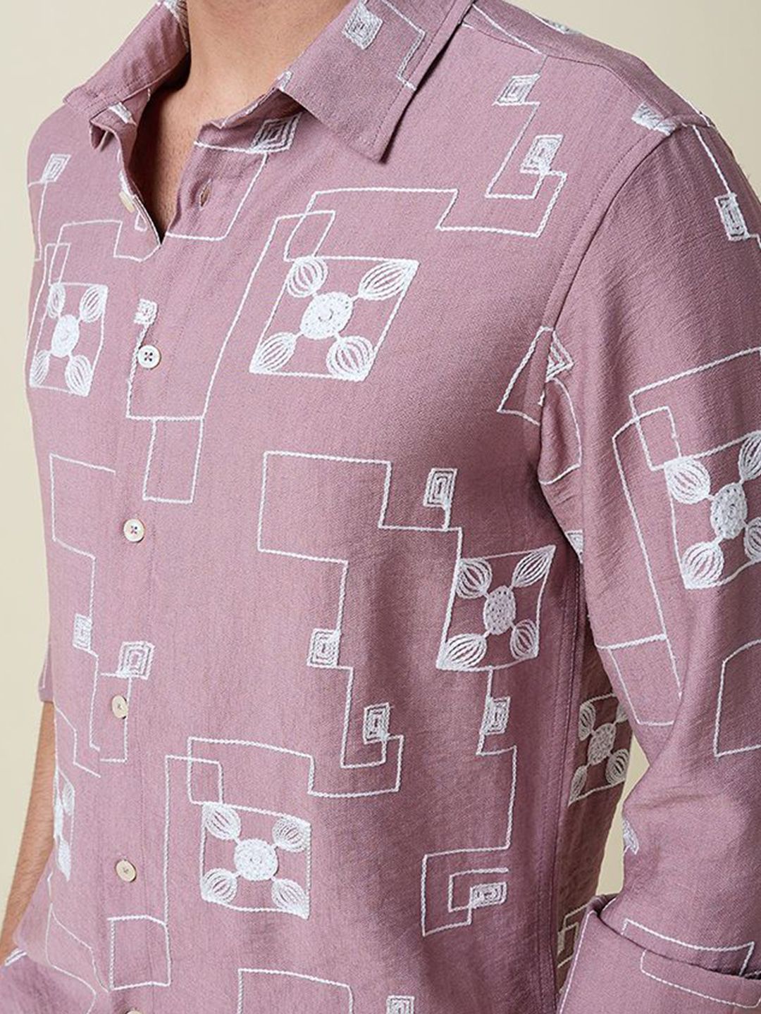 Thomas Scott Men Embroidered Regular Fit Casual Shirt