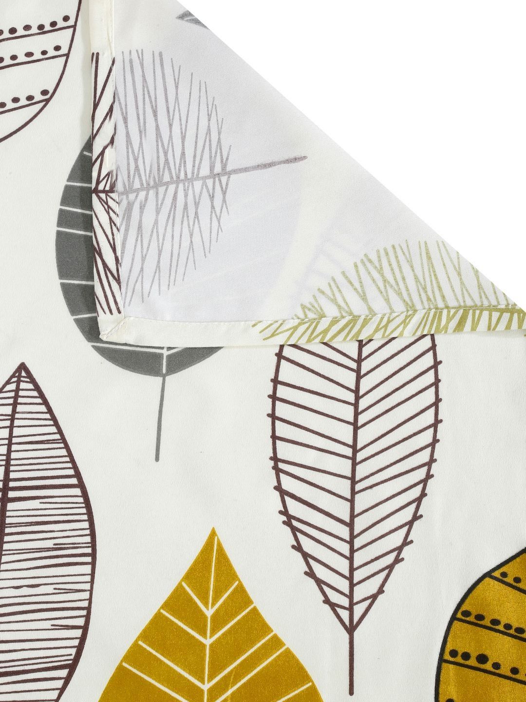 Myntra Elegant Homes Cream Leaf Polycotton 300 TC Cadar Halus King dengan 2 Sarung Bantal-98 x 89 inci