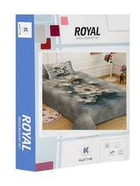 KLOTTHE Grey & White Floral Flat 400 TC Single 7D Bedsheet with 1 Pillow Covers