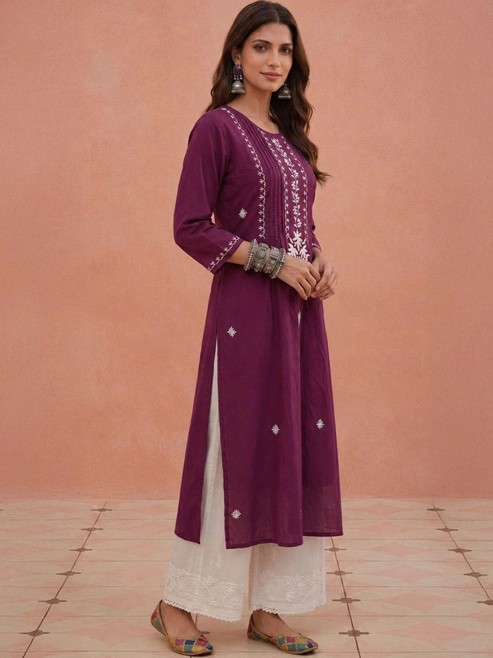 Kurta Sulam Benang Sulam Wanita Rumah Chikankari