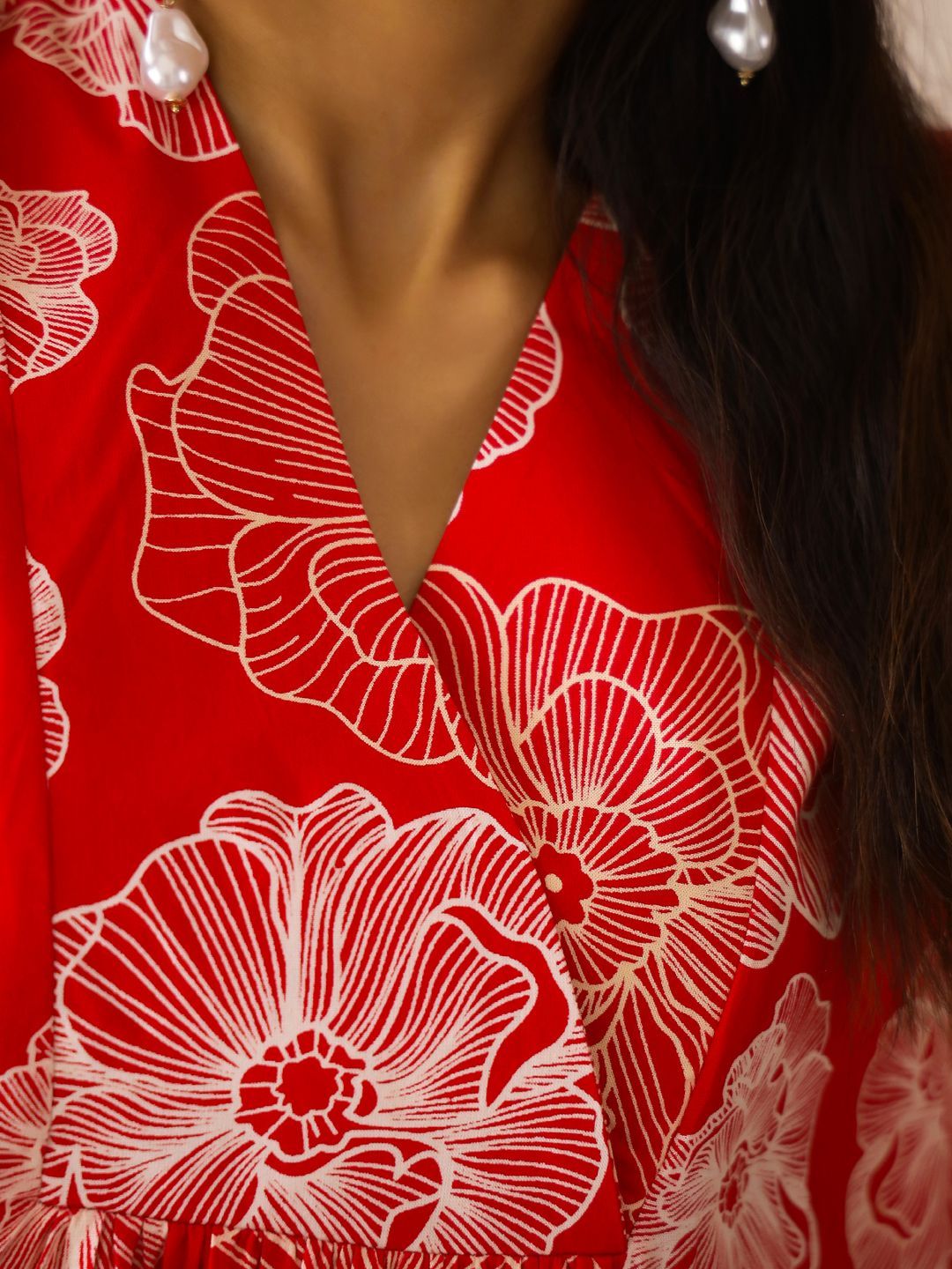 SANSKRUTIHOMES Printed V Neck Tunic With Trousers Co-Ords Set