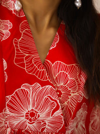 SANSKRUTIHOMES Printed V Neck Tunic With Trousers Co-Ords Set