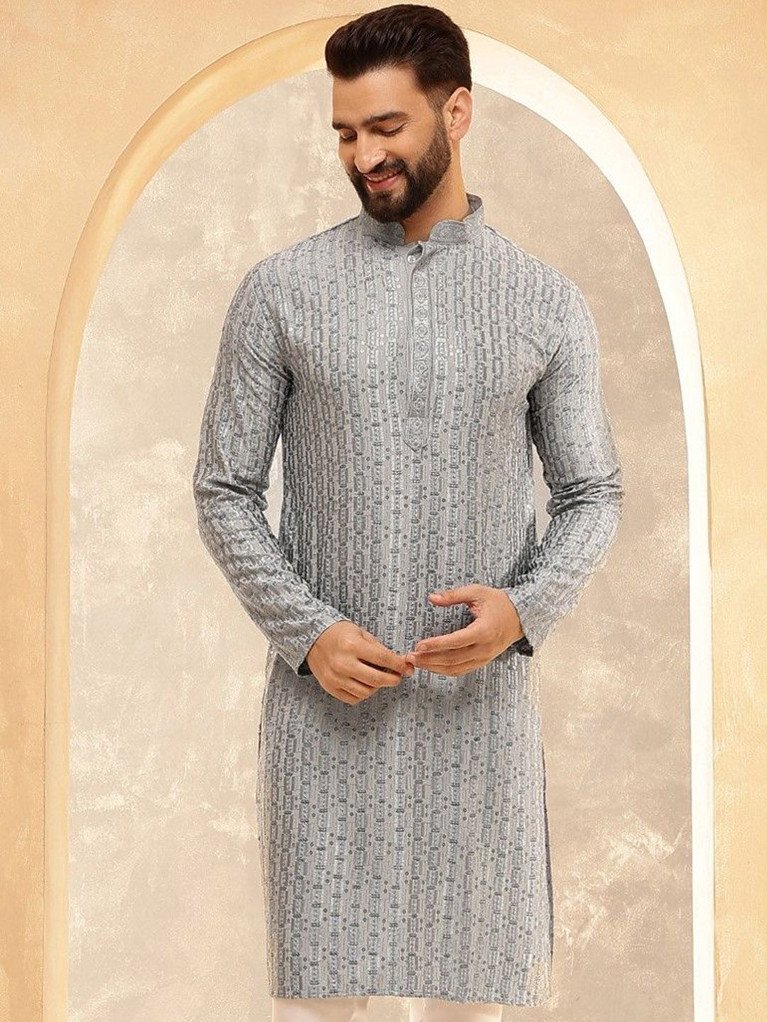 SOJANYA Men Embroidered Thread Work Republic Day Republic Day Kurta