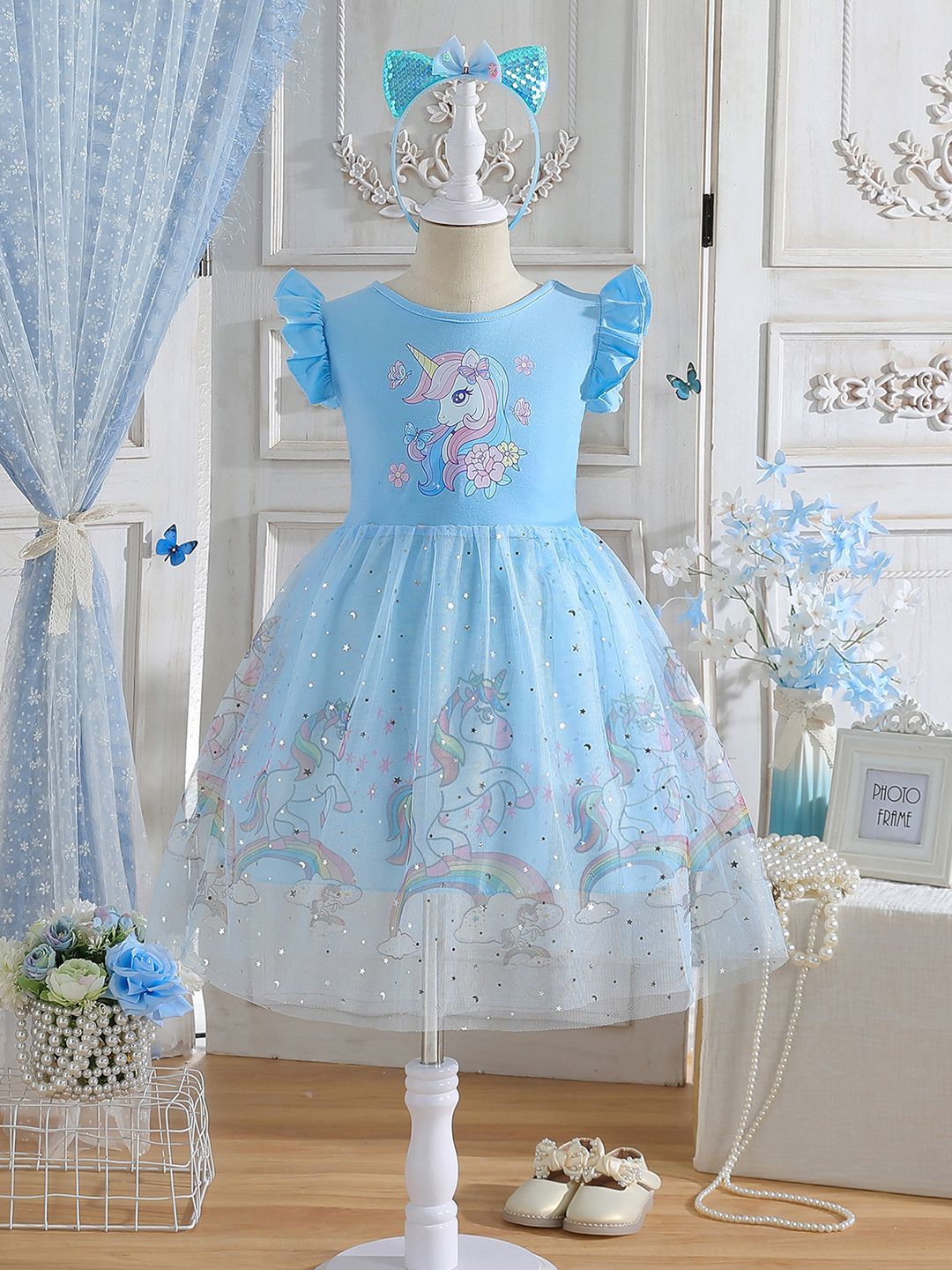 YK Floral Print Fit & Flare Dress