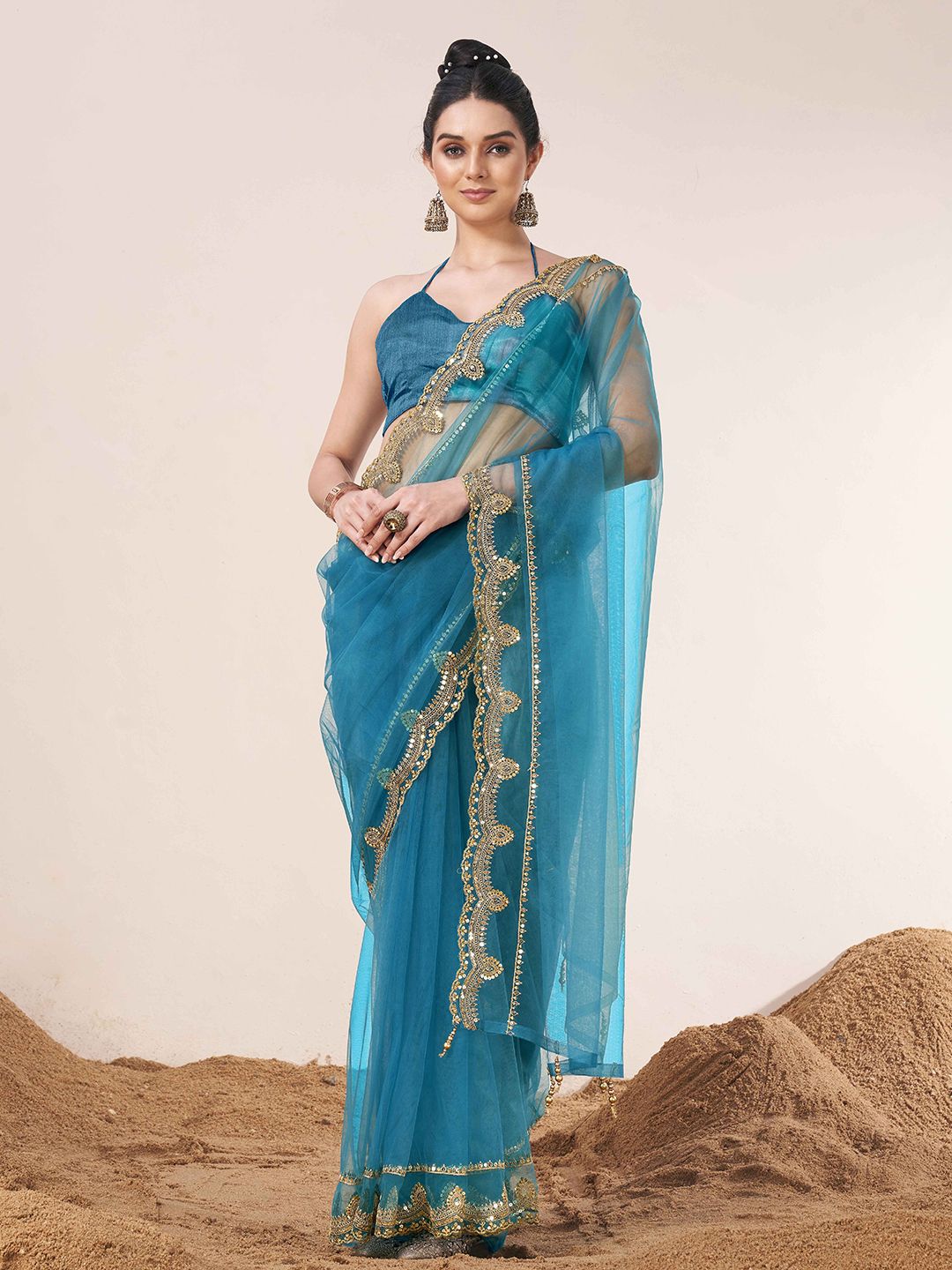 Tikhi Imli Sequinned Net Saree