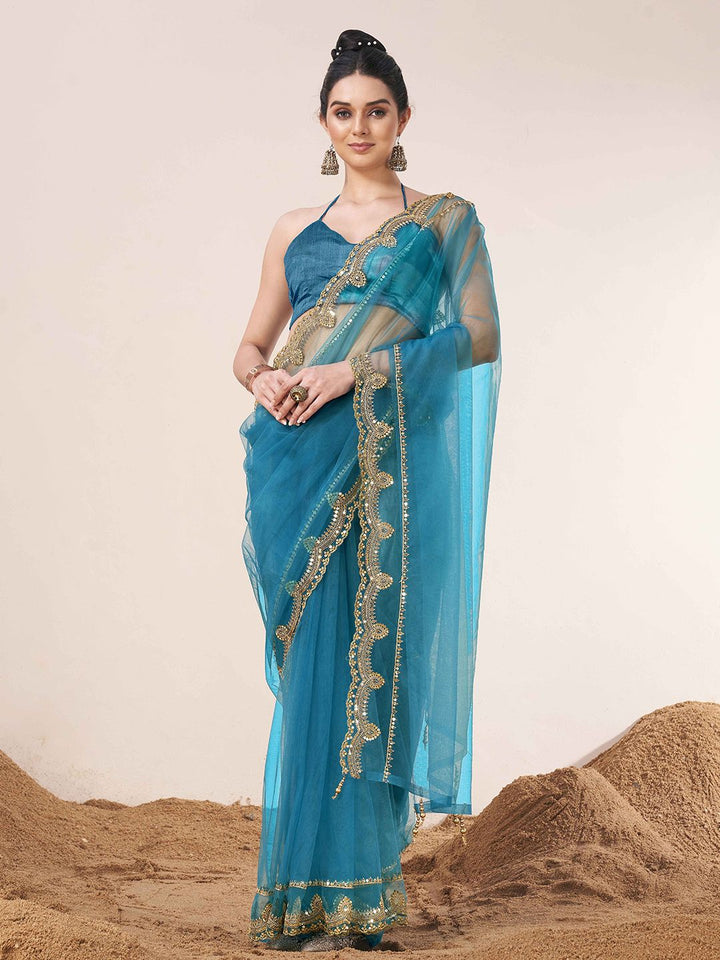 Tikhi Imli Sequinned Net Saree